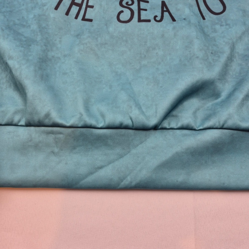 Outlander Sweatshirt Women's 2X Teal Shiny Finish Crewneck Over the Sea Quote - Picture 5 of 12